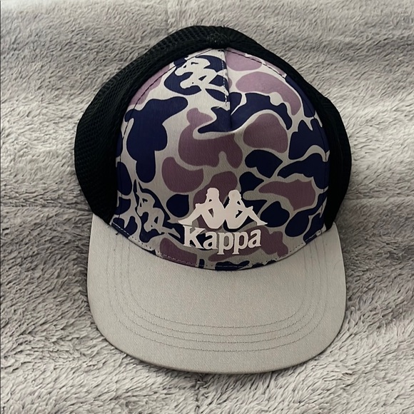 WORN ONCE Kappa Camo Men’s Cap Snap Back Baseball Trucker Hat purple grey black - Picture 1 of 4